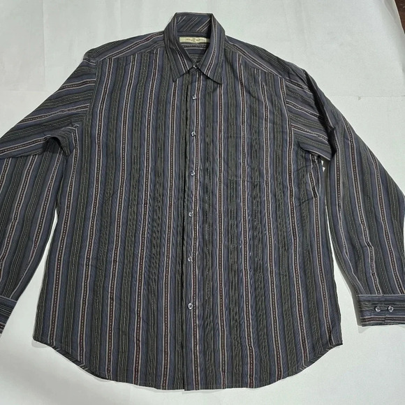 Tommy Bahama Shirt Mens Large Button Down Striped Multicolor - Picture 2 of 8